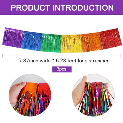 BEISHIDA Colorful Fringe Garland Banner 30ft Wall Tinsel Foil Streamers - color: Colorful