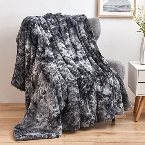 NEWCOSPLAY Faux Fur Sherpa Throw Blanket for Couch, Grey, 40"x50" - color: Grey, size: Throw(40"x50")