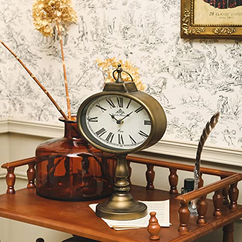 NIKKY HOME Large Mantel Clock, Antique Clocks Silent-Non-Ticking