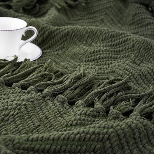 BATTILO HOME Olive Green Throw Blankets for Couch, 60"x80" - color: Olive Green, size: 60"x80"