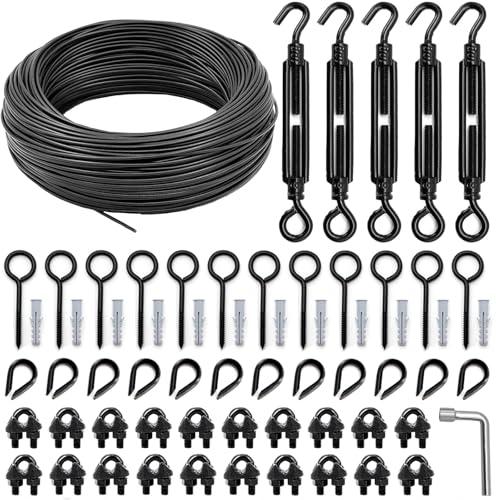 String Light Hanging Kit, All-Black Globe String Lights Suspension - size: 3/16IN. X 100FT