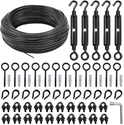 String Light Hanging Kit, All-Black Globe String Lights Suspension - size: 3/16IN. X 100FT