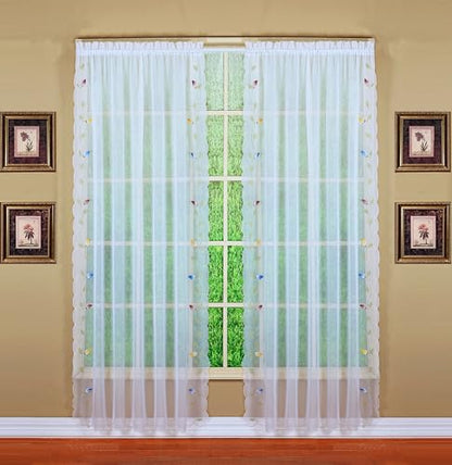 Today's Curtain,Vineyard 3-D Appliqué,Panel 84", White, 59" W x 84" L - color: White, size: 59"W x 84"L (Pack of 1)