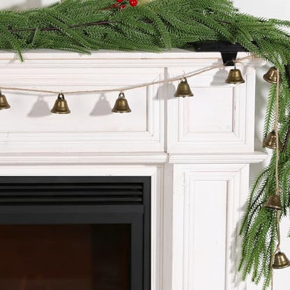 Christmas Decorations-Rustic Bells Garland for Xmas Tree Mantel Window Fireplace Home Wall Decor
