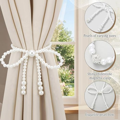 Lewtemi 4 Pcs Magnetic Curtain Tiebacks Decorative, Bowknot - style: Bowknot