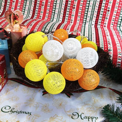 3M/10Ft 30 Yellow Orange White Ball LED Battery Operated String Fairy Light - color: Yellow Ornage