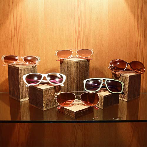 MOOCA 6-Piece Wooden Square Display Risers for Jewelry & Accessories - color: Brown