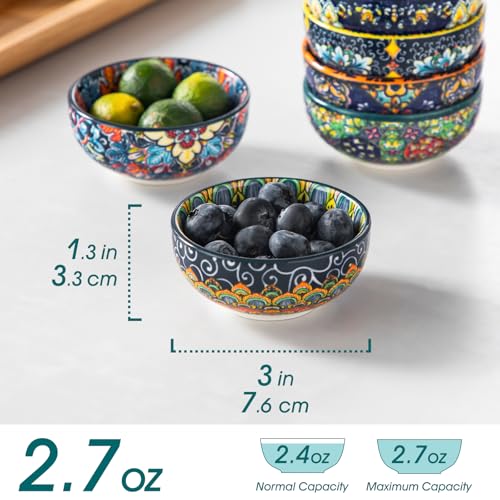 vancasso SIMI 2.7 Oz Ceramic Dipping Bowls Set of 6, Bohemian Sauce Bowls