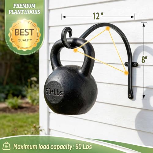 Lifyzoon Hanging Plant Brackets Outdoor: 12" 2 Pack Heavy-Duty Plant Hanger - size: 2B-12“2PCs