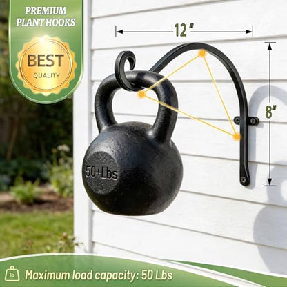 Hanging Plant Brackets Outdoor: 12-Inch 50lbs Bird Feeder Hangers 4 Pack - size: 2B-12“4PCs