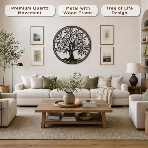 Micasso Large Wall Clocks Decorative: 35 Inch Tree of Life Battery Operated - color: Large Tree, size: 35 Inch