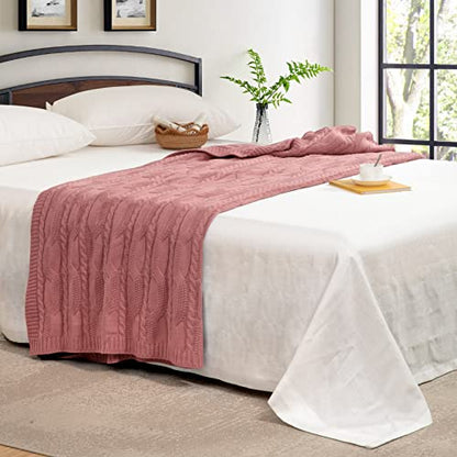 Aormenzy Dusty Pink Knit Throw Blanket Oversized, 60" x 80" - color: Dusty Pink, size: 60" x 80"