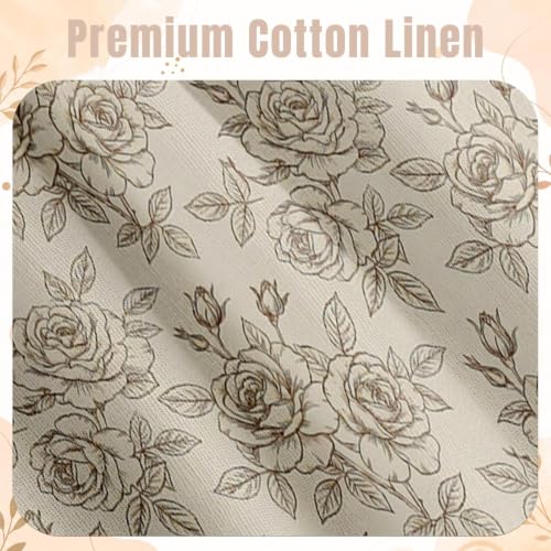 Emvency Valances for Windows Line Ruffle Hem 2 Pack 52x18 Inch Floral Rose - color: Rose Beige