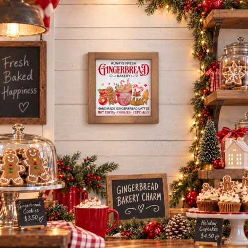 Gingerbread Bakery Sign Wooden Christmas Coffee Table Wall Decor - color: white-8