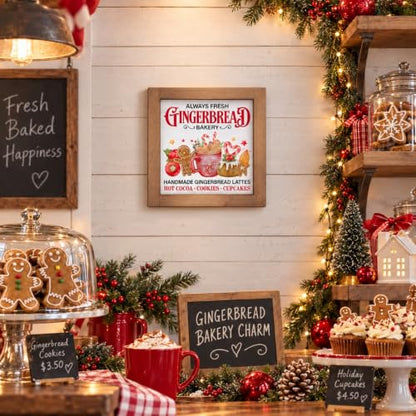 Gingerbread Bakery Sign Wooden Christmas Coffee Table Wall Decor - color: white-8