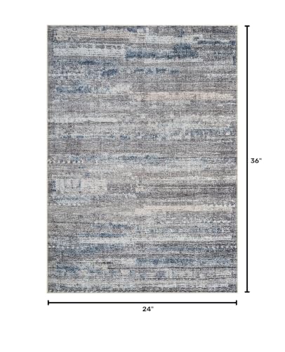 Bloom Rugs Washable Non-Slip 2' x 3' Rug - Gray/Blue/Blush Modern Abstract Area Rug for Living Room, Bedroom, Dining Room, and Kitchen - Exact Size: 2' x 3' - color: Gray / Blue / Blush, size: 2' x 3' (Rectangular)