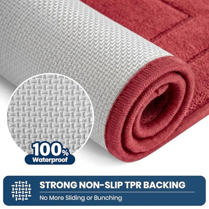 PURRUGS Kitchen Rug and Runner, 24" x 35.5"+ 24" x 59", Burgundy Red - color: Burgundy Red, size: 24" X 35.5"+ 24" X 59"