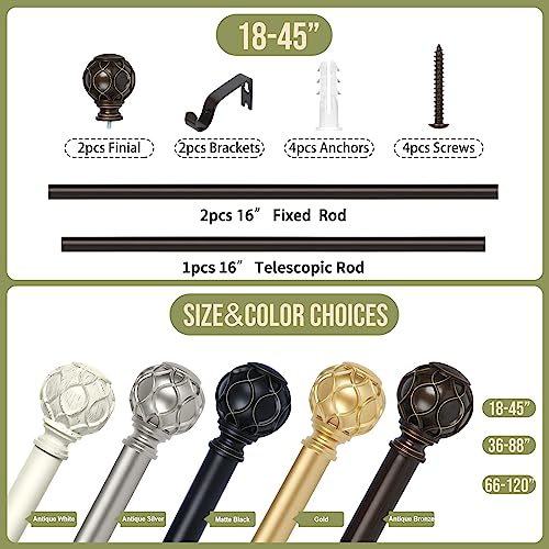 TANGWIN Farmhouse Curtain Rod Adjust 18-45",Heavy Duty Boho,Antique Bronze - color: Antique Bronze, size: 18-45" & 1pack