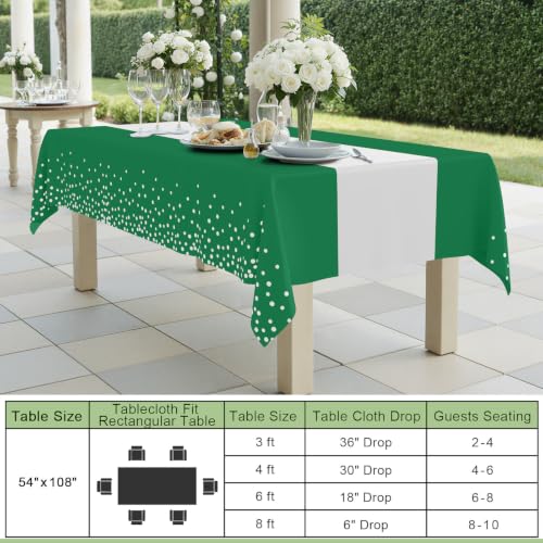 Smiry Disposable Rectangle Plastic 54 x 108 Inch Table Cloth 3 Pack - color: White and Christmas Green