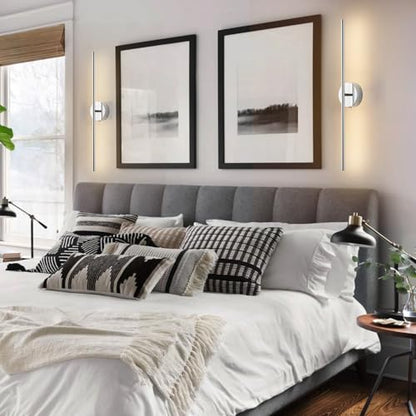 KARTOOSH Battery Operated Wall Sconces Set of Two Wireless Wall Lights - color: Chrome, size: 24.4 Inches