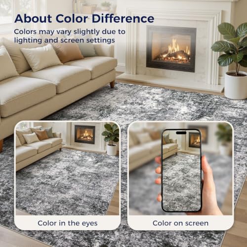 DMOYEST Area Rug Living Room Rugs 5x7 Washable Abstract Grey Carpet - color: Grey, size: 5' x 7' (Rectangular)