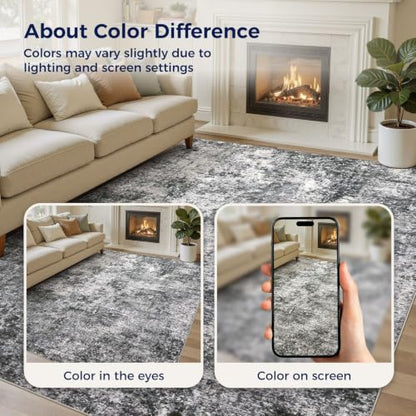 DMOYEST Area Rug Living Room Rugs 5x7 Washable Abstract Grey Carpet - color: Grey, size: 5' x 7' (Rectangular)