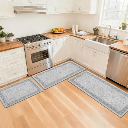 Pauwer Anti Fatigue Kitchen Floor Mats Set of 3, Cushioned Rugs, Light Grey - color: Light Grey
