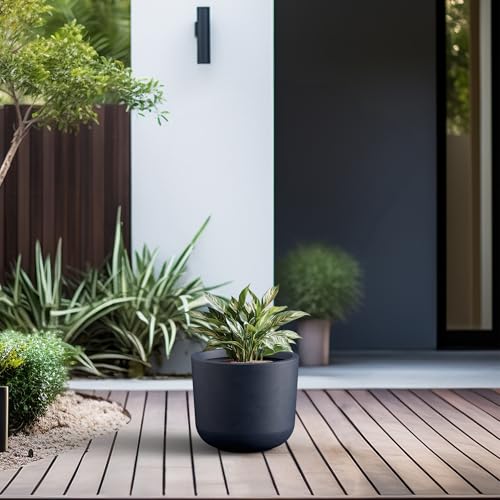 Kante Modern Home Minimalist 13.2" Dia Charcoal Concrete Capsule Planter