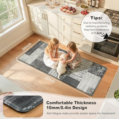 LOKHOM Kitchen Floor Mat, Cushioned Anti Fatigue Runner Rug 24x59 Grey - color: Grey