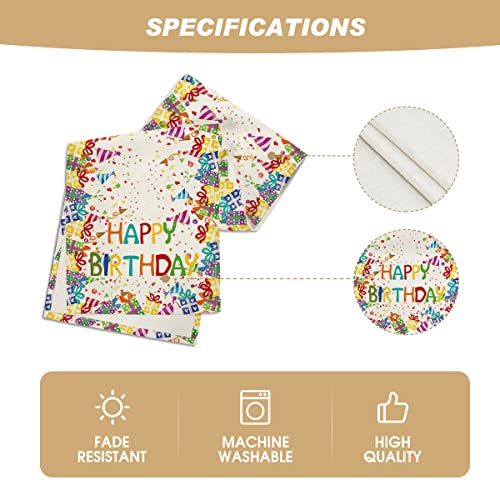Artoid Mode Happy Birthday Table Runner, Gifts Polka Dot Hats Kitchen Dining Table Decoration for Outdoor Home Party 13x72 Inch