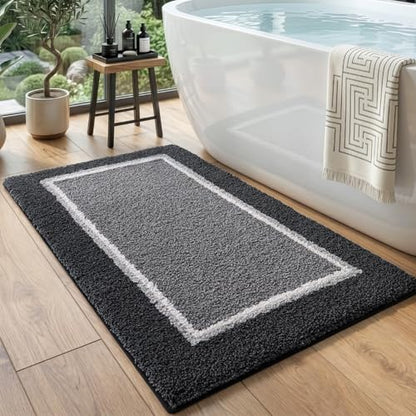 DEXI Bathroom Rugs 43x24, Soft Absorbent Bath Mat, Dark Grey - color: Dark Grey, size: 43" X 24" (Rectangular)