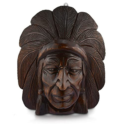 AeraVida Hand Carved Raintree Wood Wall Decor Panel Native Inspired 14 Inch Thick Wooden Home Accent Handmade Thailand Artisan Art