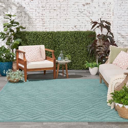 Nourison Home Versatile Aqua Teal 9' x 12' Area Rug - Easy Clean, Non Shedding, Bed Room, Living Room, Dining Room, Kitchen (9' x 12') - color: Aqua Teal, size: 9' x 12' (Rectangular)
