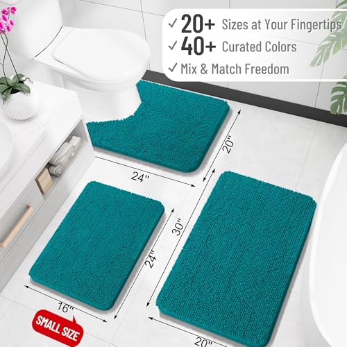 OLANLY Toilet Rugs U-Shaped 20x20, Soft Absorbent Chenille Contour Rugs - color: Deep Lake, size: 20" X 20" Contour Rug