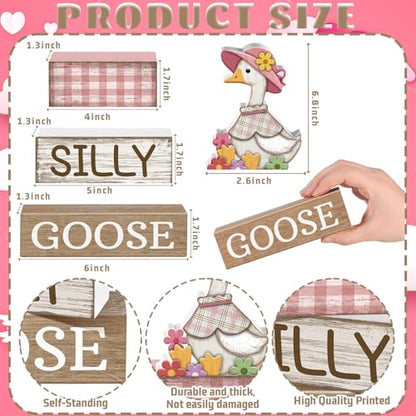 Yuntau 4 Pcs One Silly Goose Table Decor Baby Shower Birthday Party Decor - style: Goose