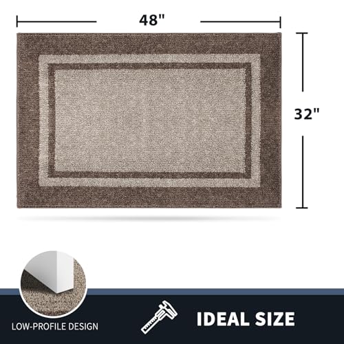 PURRUGS Dirt Trapping Indoor Door Mat, 32" x 48", Beige & Grayish Brown - color: Beige & Grayish Brown, size: 32" X 48"