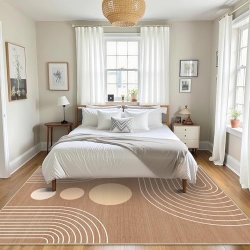 Area Rug 6x9 Boho Modern Geometric Brown Abstract Rug Living Room Washable - color: Camel Brown, size: 9' x 6' (Rectangular)
