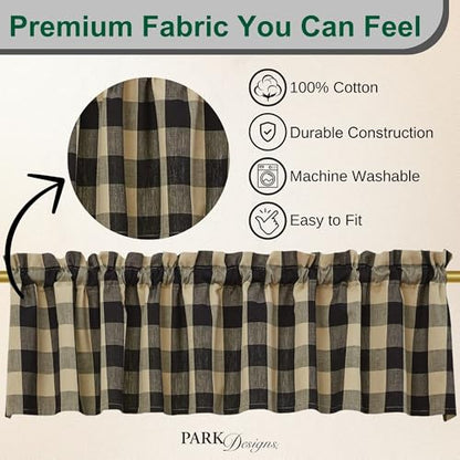 Park Designs Wicklow Buffalo Check Valance 113-47B - color: Black Valance