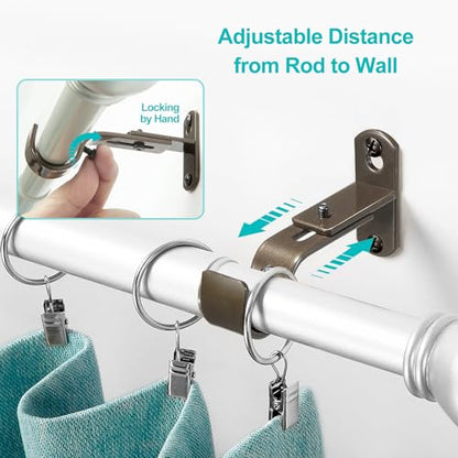 Adjustable Curtain Rod Brackets, Metal Window Drapery Rod Hanger Holders Hooks for 1 inch Rods (Brown, Set of 2) (Pack of 2) - color: Brown, size: Set of 2 (Pack of 2)