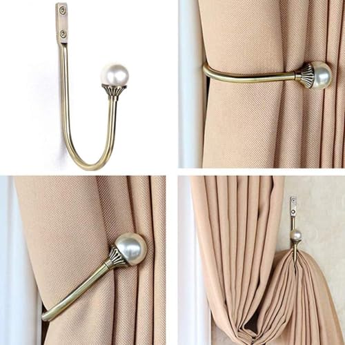 COCIVIVRE 4 Pack Curtain Holdbacks Wall Mounted Curtain Tiebacks Hooks - color: Gold, size: 4 Pack