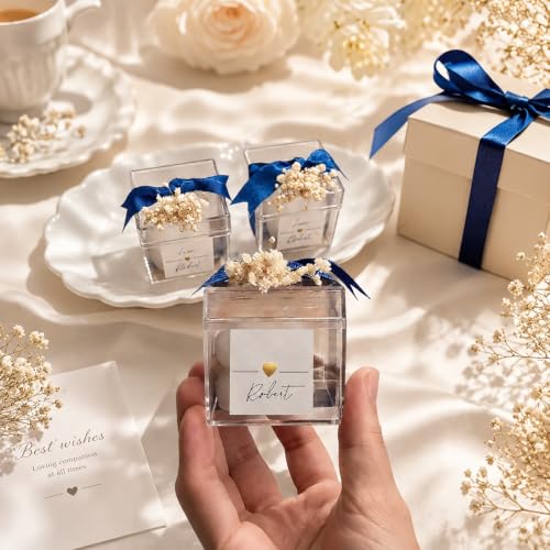 Okllen 36 Pack Acrylic Boxes with Lid, Clear Square Cubes Treat Gift Boxes Candy Storage Container for Candy, Little Trinkets, Jewelry, Party Favor, 2''x2''x2''/5x5x5CM
