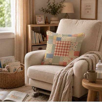 French Country Floral Patchwork Throw Pillow Cover 18x18 - color: Cloth2