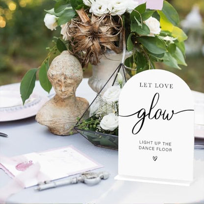 Acrylic Wedding Sign Let Love Glow Sign for Wedding Wedding Signs for Ceremony Modern Calligraphy Arch Acrylic Table Top Sign for Wedding Reception and Event Party Table(white） - color: Let Love Glow