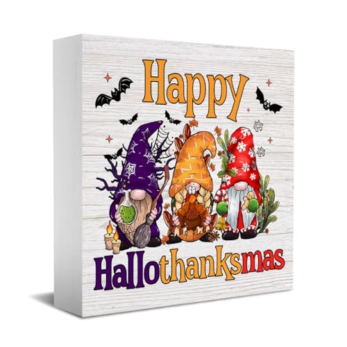 Gnomes Decorations for Home, Gnome Home Farmhouse Decor, Halloween Thanksgiving Christmas Decorations Wooden Box Sign Kitchen Living Room Shelf Desk Decor Office Accessories - color: White 536