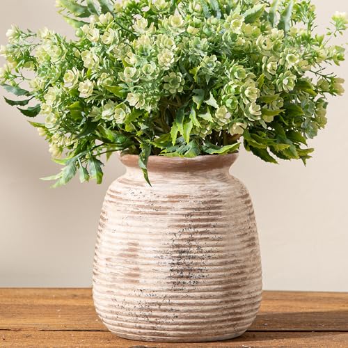 Ceramic Small Flower Vase, 6“ Rustic Farmhouse Vases Home Decor, Short Pottery Decorative Pampas Vase for Table Living Room Entryway Mantel Bookshelf Bedroom Bathroom Kitchen-Rustic - color: 6“ H - Rustic