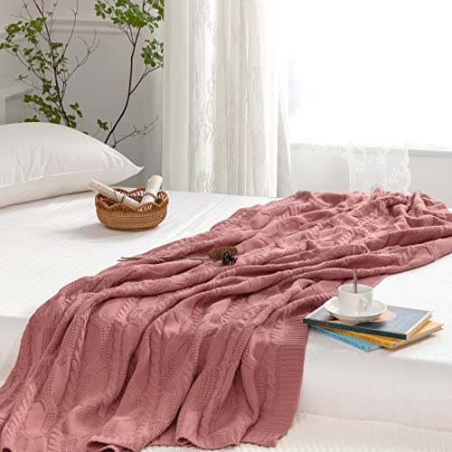 Aormenzy Dusty Pink Knit Throw Blanket, 50" x 60" - color: Dusty Pink, size: 50" x 60"