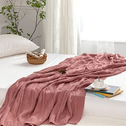 Aormenzy Dusty Pink Knit Throw Blanket, 50" x 60" - color: Dusty Pink, size: 50" x 60"