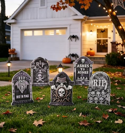 17" Halloween Tombstones Outdoor Graveyard Decorations,5-Pack - size: 17INCH