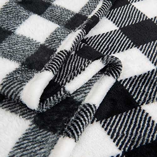 BEDELITE Buffalo Plaid Flannel Fleece Throw Blanket for Couch - color: Black & White Buffalo, size: Throw(50"x60")