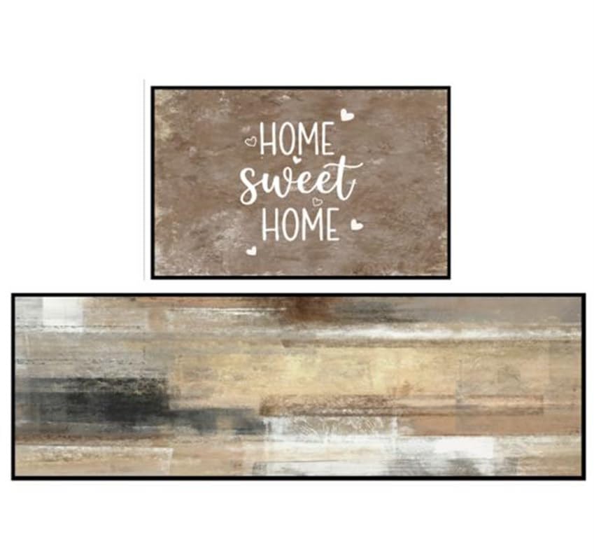 Kitchen Rugs Set of 2 Non Slip WashableFarmhouse Rustic Abstract - color: Rustic Farmhouse